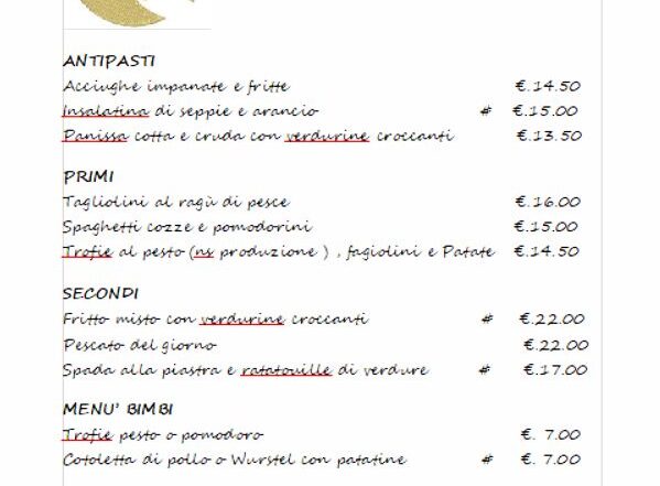 Menu Playa de Luna Maggio 2026