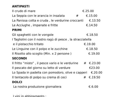 Menù Giugno 2026